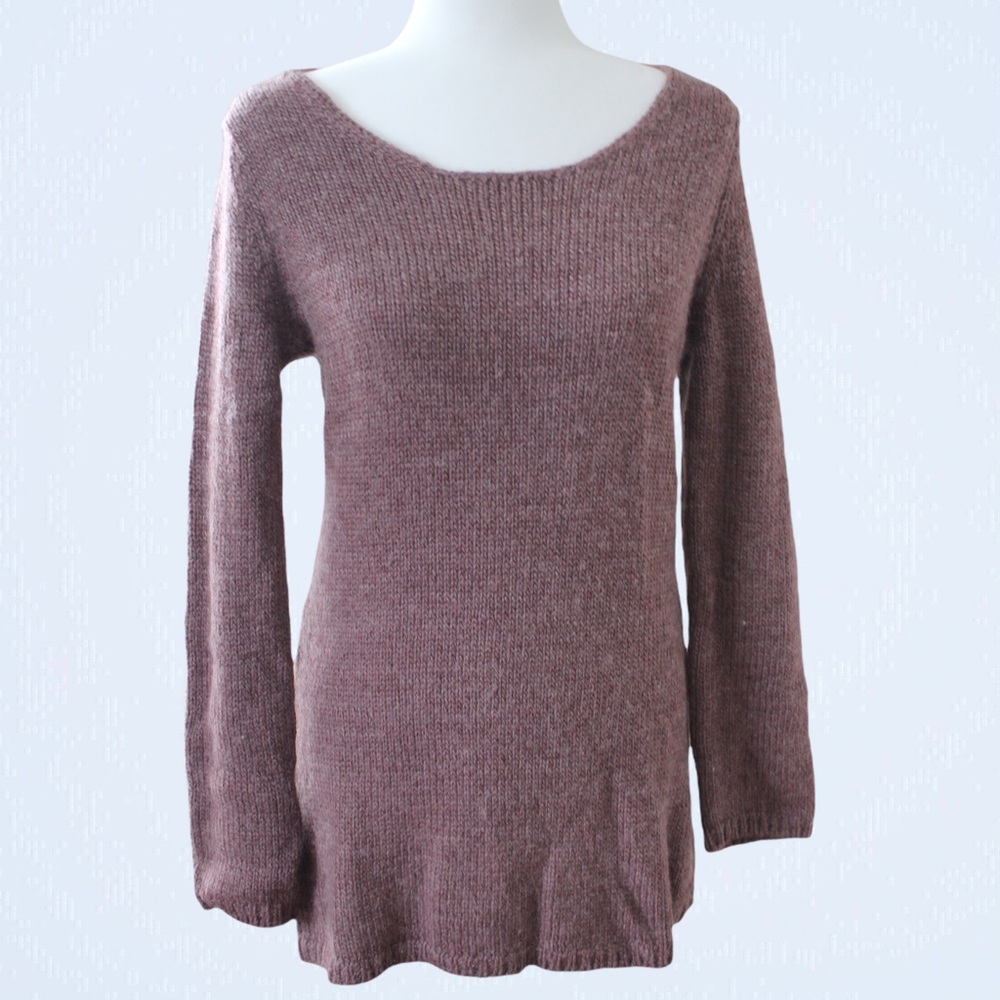 SOFT SURROUNDINGS Mauve Cozy Knit Sweater with Scoop Neck Wool & Alpaca Blend